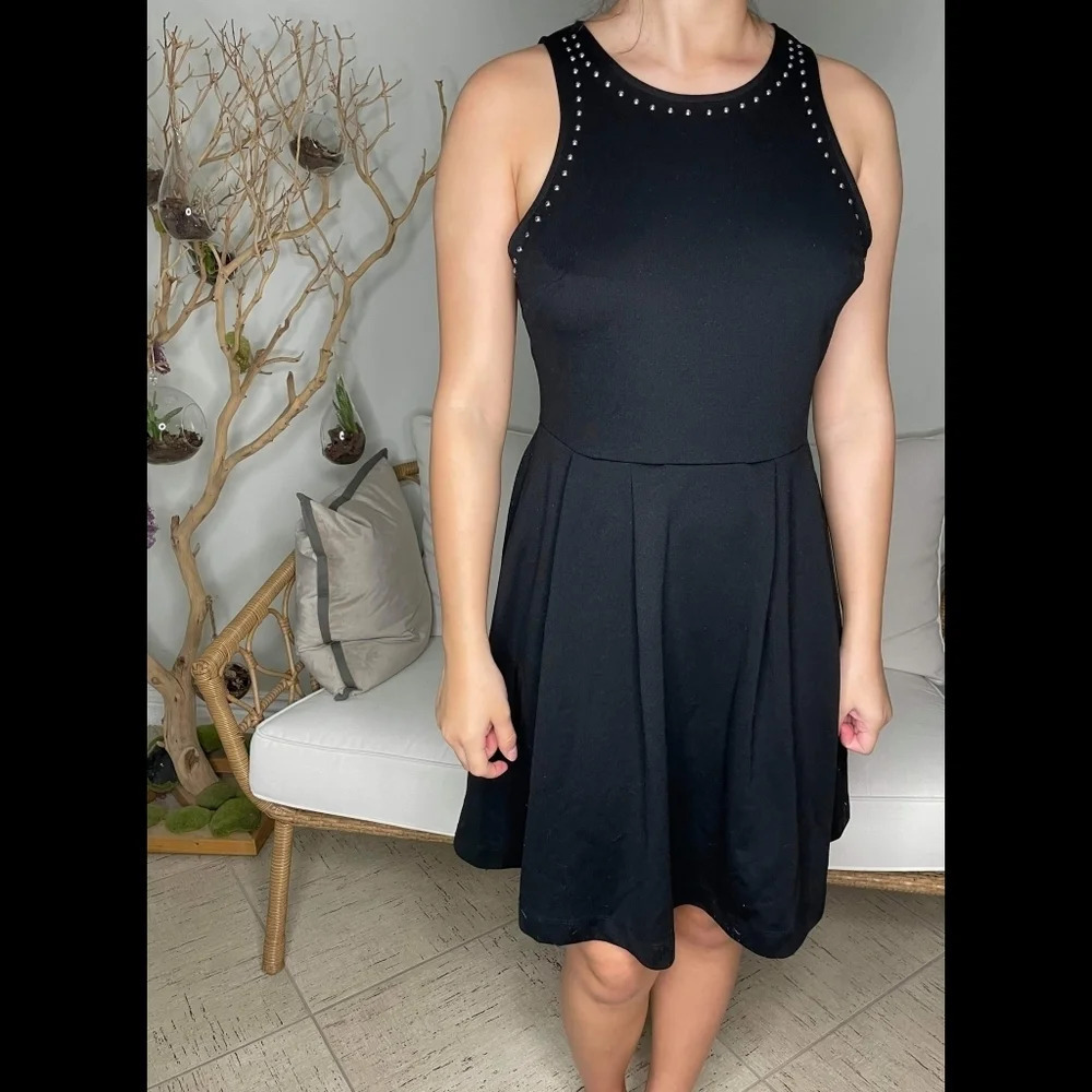 Mossimo Supply Co.‎ Black Silver Stud Fit & Flare Dress